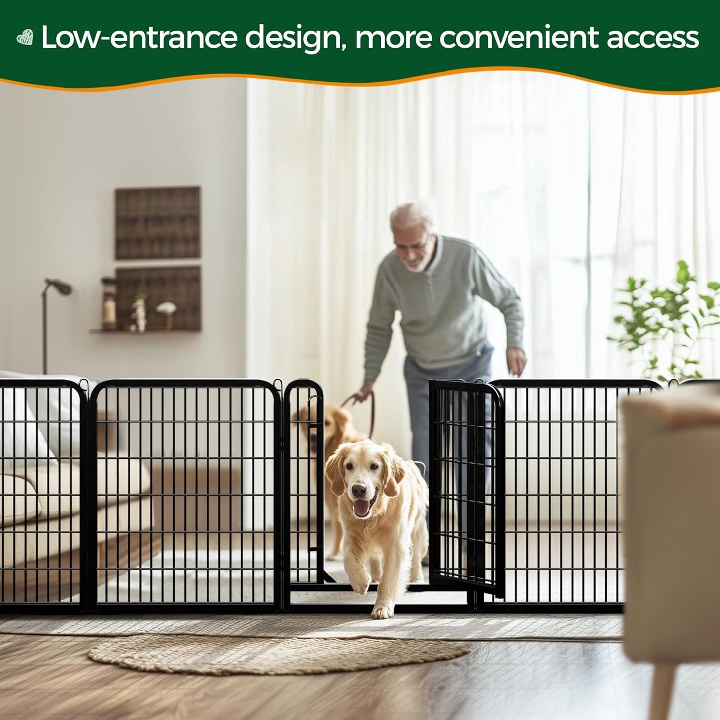 Dog Playpen Outdoor, 32 Inch 16 Panels Dog Pen Indoor Heavy Duty Puppy Exercise Pen Metal Pet Fence for RV Camping/Yard/Garden