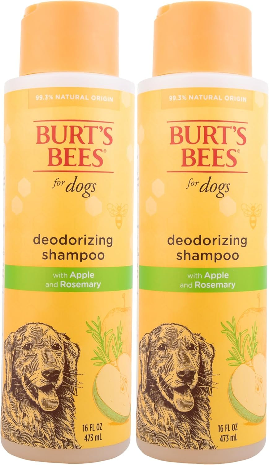 Deodorizing Dog Shampoo with Apple and Rosemary, 95% Natural Origin, Ph Balanced, Free of Sulfates, for Smelly Dogs, Gentle Dog Shampoo, 16 Fl Oz - 2 Pack