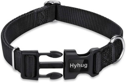 Medium Dog Collar, Black:Heavy-Duty Quick-Release Nylon Buckle, Adjustable & Durable, Cute Dog Collar (Medium, Black)