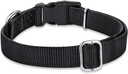 Medium Dog Collar, Black:Heavy-Duty Quick-Release Nylon Buckle, Adjustable & Durable, Cute Dog Collar (Medium, Black)