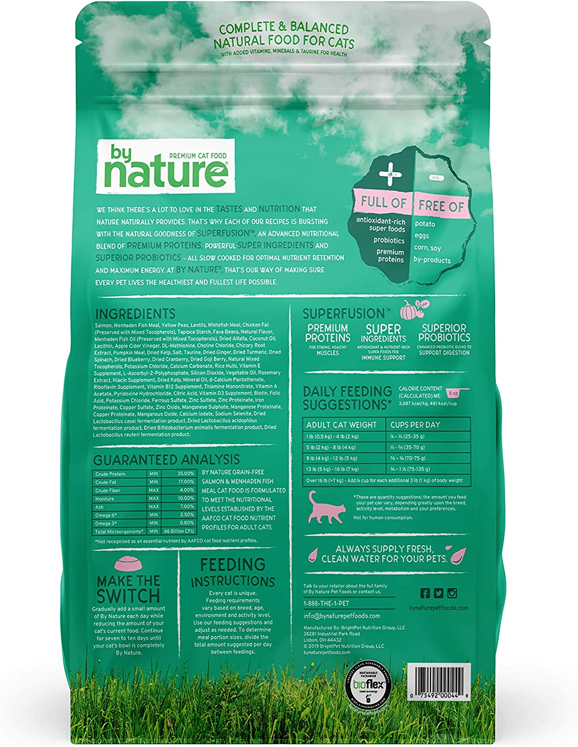 Pet Foods Grain Free Cat Food Made in USA [Grain Free Dry Cat Food with Superfood Ingredients for Food Sensitivities and Immune Health], Salmon and Menhaden Fish Meal Recipe, 11 Lb. Bag