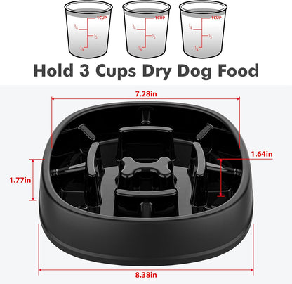 Dog Slow Feeder Bowl-Slow Feeder Dog Bowl for Dogs-Non Slip Puzzle Bowl-Dog Food Bowl Eco Friendly 3 Cups for Dog Pet Slow Feeder by Lorgatrend,A-Black